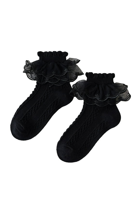 Girls Lace Stockings for Dance and Everyday Wear Soft Breathable Stretchable Childrens Ankle Socks for Spring and Autumn Seasons,Sizes 10 Years