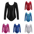 thumbnail image 1 of TBWNWG Girls Long Sleeved Gymnastics Leotard Shiny Dance Ballet Classic Yoga Bodysuit Tumbling Outfit for Wear, 1 of 3