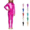 thumbnail image 1 of TBWNWG Girls Metallic High Neck Long Sleeve Performance Romper Glitter Gold Back Zipper Dance Stage Wear,Sizes 4-6 Years, 1 of 5