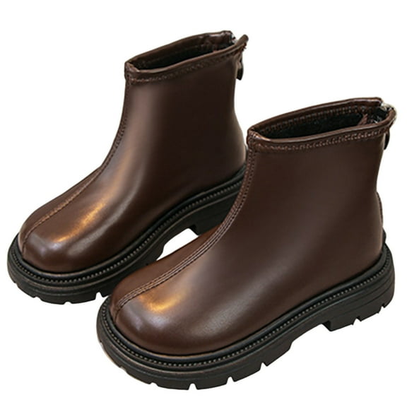 TBWNWG Girls Mid Calf Boots Stylish Winter Footwear for Teens Casual Leather Construction Ideal for Everyday Use,Size 3.5-4 Years