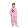 thumbnail image 1 of TBWNWG Girls Outfits Set Comfortable Playwear for Toddler Winter Fall Cute Heart Print Long Sleeve Hoodie and Pants Casual Fit for Everyday Activities,Sizes 7-8 Years, 1 of 4