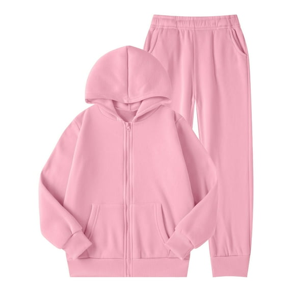 TBWNWG Girls Outfits&Set Cozy Winter Lined Hoodie and Pants Set for Kids Comfortable Pullover Tracksuit Casual Playwear for Toddlers and Youth,Size 13-14 Years