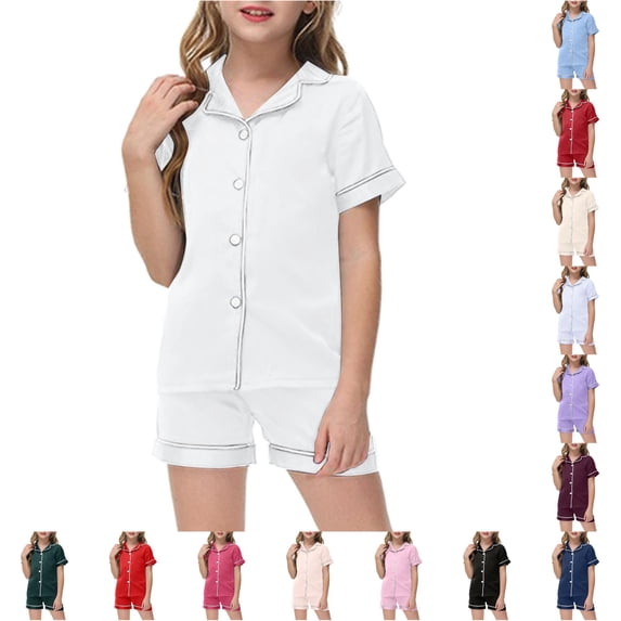 TBWNWG Girls Outfits Set Little Baby Pajamas Silk Kids Short Sleeves ...