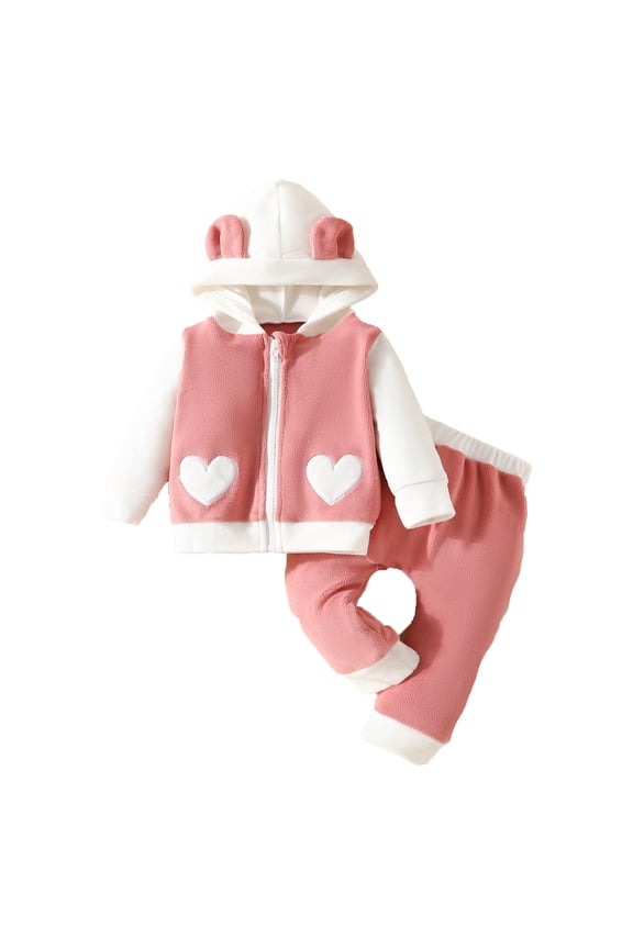 Girls Outfits&Set Soft Fuzzy Winter Flannel Clothes Long Sleeve And Pants Two-Piece Homewear For Boys And Girls,Size 9-12 Months