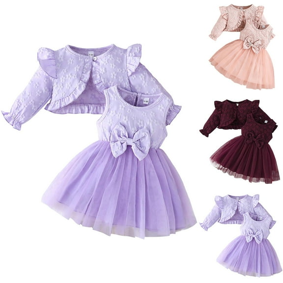 TBWNWG Girls Outfits Set Toddler Dress Cape Top Baby Girls Autumn Casual Wear Fall Fashion for 6 Months to 3 Years,Size 12-18 Months