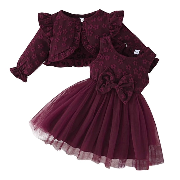 TBWNWG Girls Outfits Set Toddler Dress Cape Top Baby Girls Autumn Casual Wear Fall Fashion for 6 Months to 3 Years,Size 6-9 Months