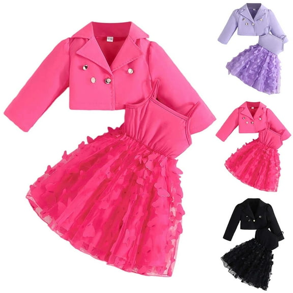 TBWNWG Girls Outfits for Toddler Girls 2 Piece Fashion Set Featuring Solid Color Coat and Dress Ideal for Casual School and Party Wear,Size 12-18 Months