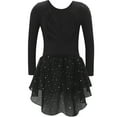 thumbnail image 1 of TBWNWG Girls Performance Dance Long Sleeve Leotard With Sparkly Skirt Two Piece Gymnastics Practice Outfit,Sizes 8-9 Years, 1 of 9