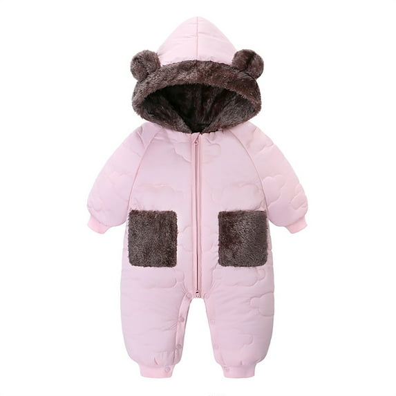 TBWNWG Girls Romper & Jumpsuit Baby Boys Girls Snowsuit Winter Clothes Suit Hooded Jumpsuit Romper Bear Outfit Warm Coat Outwear Overcoat