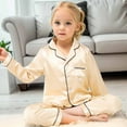 thumbnail image 1 of TBWNWG Girls Satin Pajamas Set,Silk Button-Down Sleepwear 2 Piece Nightwear,Size 11-12 Years, 1 of 8