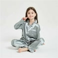 thumbnail image 1 of TBWNWG Girls Satin Pajamas Set,Silk Button-Down Sleepwear 2 Piece Nightwear,Size 3-4 Years, 1 of 8