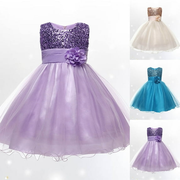 TBWNWG Girls Sequin Dress Children's Sequined Sleeveless Chiffon Dress Performance Dress Princess Dress Skirt for 4-5 Years