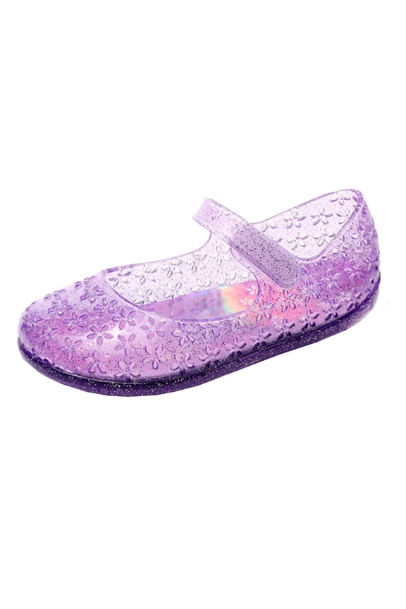 Girls Slippers Jelly Mary Jane Dance Party Shoes for Kids Toddlers Comfortable Non- Sandals for Little Girls for Indoor and Outdoor,Size 4-4.5 Years