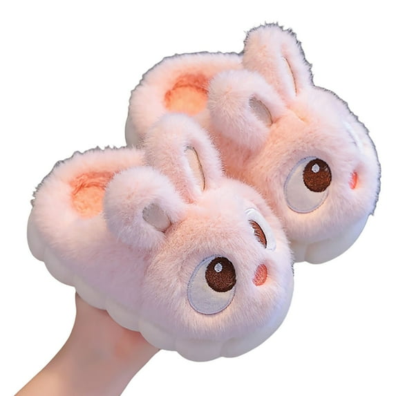 TBWNWG Girls Slippers Warm Fuzzy Rabbit Shoes Indoor Toddler Slippers for Kids Comfortable Soft Cute Home Shoes,Sizes 27