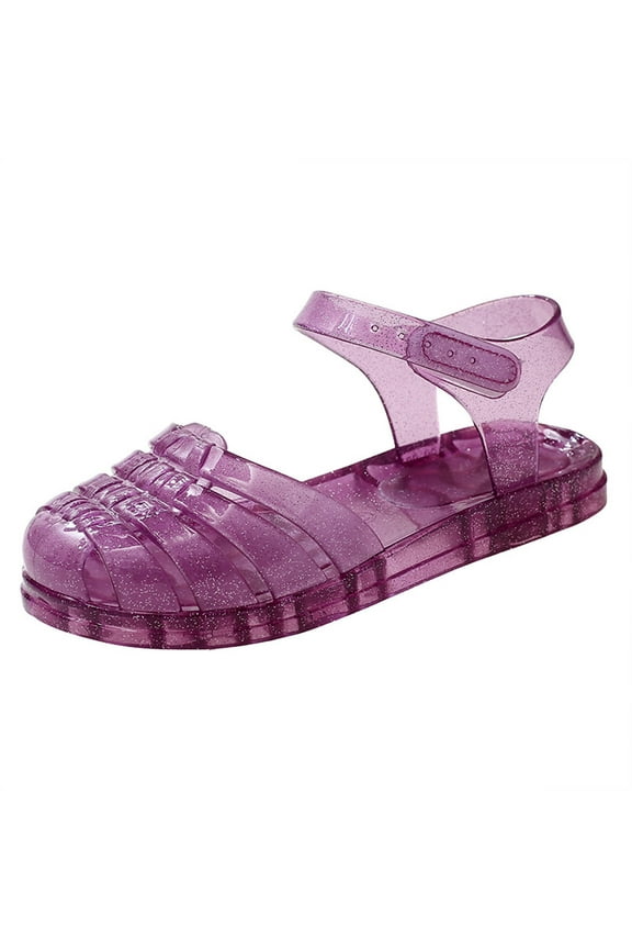 Girls Sneakers Kids Girl Jelly Sandals Closed Toe Summer Dress Shoes Beach Flat Sandals for Active Play and Comfort,Sizes 4-4.5 Years
