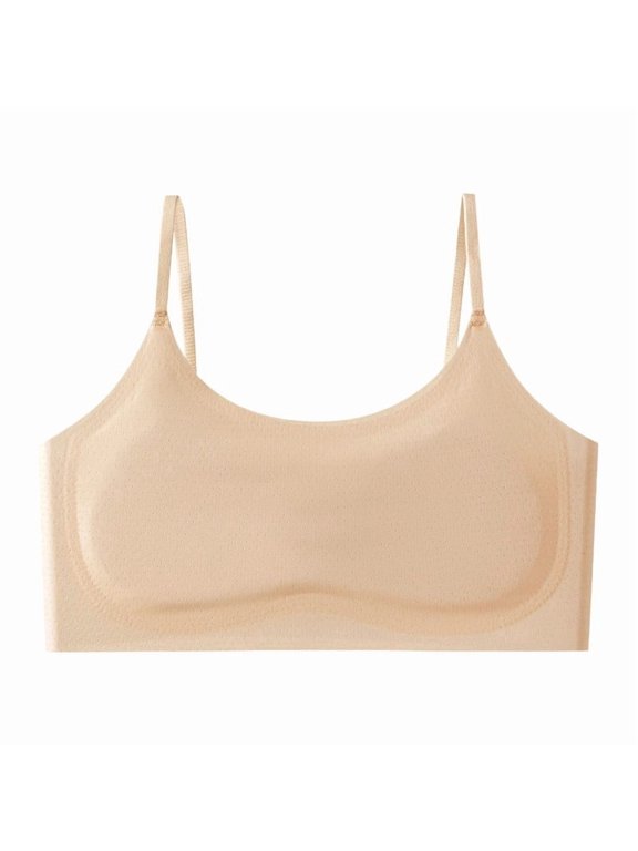 Girls Sports Bra for Primary Junior High School Students and Teenage Girls Fixed Cup Suspenders Short Top Ages 7-12 Comfortable Underwear,Sizes 7-8 Years