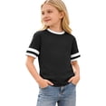 thumbnail image 1 of TBWNWG Girls Striped Short Sleeve Tee Casual Comfortable Blend Shirt For Everyday Play And School Outfits,Size 4-5 Years, 1 of 5