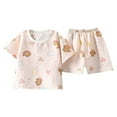 thumbnail image 1 of TBWNWG Girls' Summer Two Piece Set Loose Fit Cartoon Print Short Sleeve Pajamas and Casual Play Shorts,Size 7-8 Years, 1 of 3