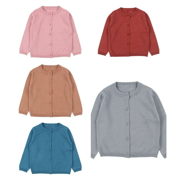 TBWNWG Girls Sweaters Baby Kids Cardigan Long Sleeve Sweater for Girls Button Front Crew Neck Fashion Cardigans Wear,Size 4 Years