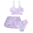 thumbnail image 1 of TBWNWG Girls Swimsuit 3 Pieces V-Neck Bikini Set Printed Cross Front Bathing Suit Drawstring Cover Up Skirt,Size 11-12 Years, 1 of 5