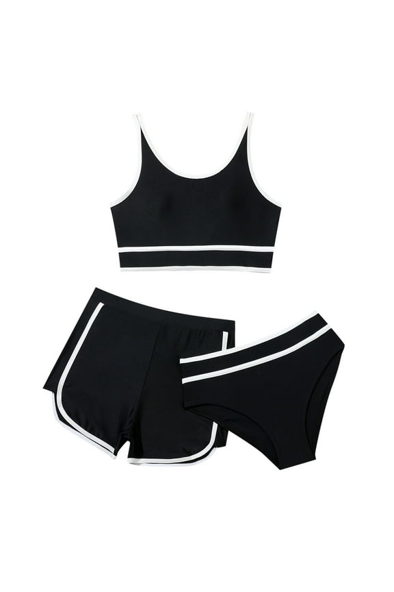 Girls Swimsuit Size 8,Girls Bikini Swimsuits with Shorts Kid 3 Piece Bikini Sets Sport Bathing Suits,Size 11-12 Years
