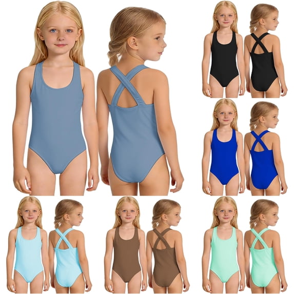 TBWNWG Girls Swimwear for Kids Classic Solid -Piece Bathing Suit for Girls Comfortable Youth Swimwear for Daily Casual School Outdoor Activities