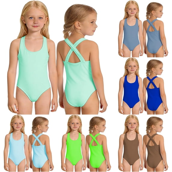 TBWNWG Girls Swimwear for Kids Classic Solid -Piece Bathing Suit for Girls Comfortable Youth Swimwear for Daily Casual School Outdoor Activities