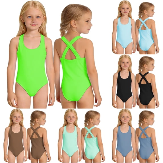 TBWNWG Girls Swimwear for Kids Classic Solid -Piece Bathing Suit for Girls Comfortable Youth Swimwear for Daily Casual School Outdoor Activities