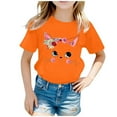 thumbnail image 1 of TBWNWG Girls Tops Kid Girls Cute Fashion Printed Round Neck Short Sleeve Tee Summer Casual Loose Soft T Shirt Tops for Young Fashionistas,for 10-12 Years, 1 of 5