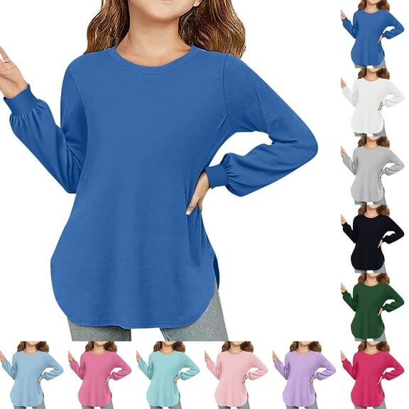 TBWNWG Girls Tops - Milk Silk Long Sleeve Breathable Soft Blouse Versatile Solid Color Tee for Toddler Baby Slim Fit Shirt