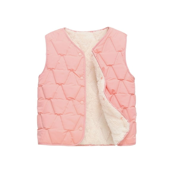TBWNWG Girls Warm Winter Vest Padded Quilted Sleeveless Jacket Outerwear for Kids Lightweight Cozy Thermal Lined Layer Ideal for Daily Casual Outdoor Play and School,Size 6-7 Years
