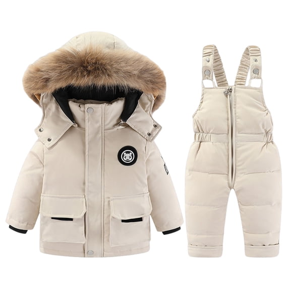 TBWNWG Girls Winter Snowsuit for Girls - Insulated Two-Piece Gear Outfit with Overalls Thermal Outerwear for Cold Weather Play and Outdoor Winter Activities,Sizes 12-24 Months