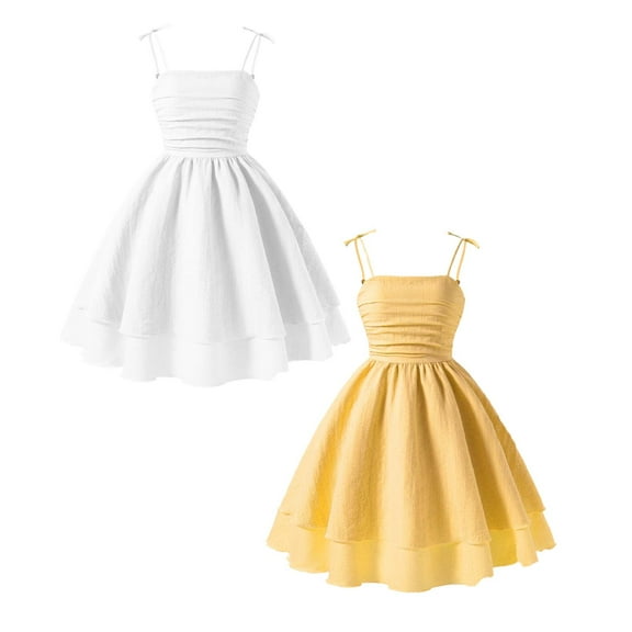 TBWNWG Graduation Dress for Girls 10-12 Sleeveless Strappy Casual Elastic Comfortable Outdoor Play Outfit,Sizes 10 Years