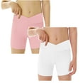 thumbnail image 1 of TBWNWG Gymnastics Shorts for Girls Slim V Cross Waist Short Leggings Bike Dance Gymnastics Shorts 2 Packs,Sizes 7-8 Years, 1 of 4