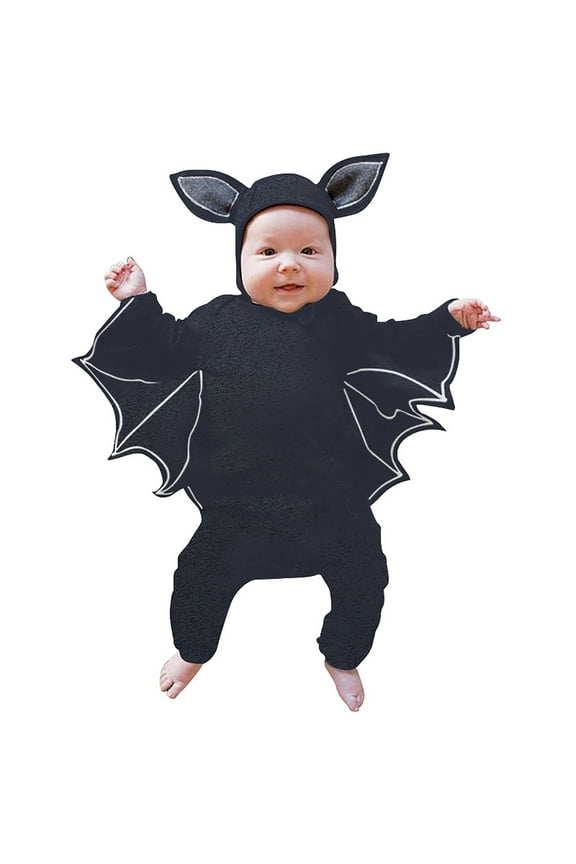 Halloween Boy Clothes,Baby Bat My First Halloween Outfit Toddler Boys Girls Long Sleeve Romper Jumpsuit with Hat,Sizes 6-12 Months