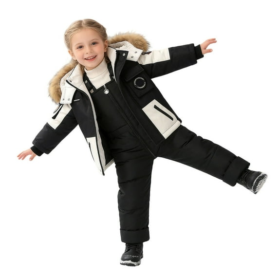 TBWNWG Insulated Winter Snowsuit For Girls Ski Bib Overalls With Jacket Outdoor Play Cold Weather,Sizes 2-3 Years