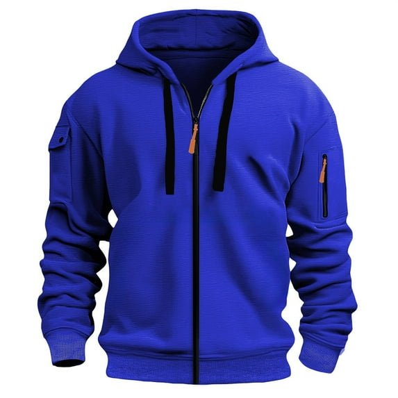 TBWNWG Jackets for Men,Men's Zip Up Hoodie With Embroidered Badge Pocket Casual Pullover Sweatshirt For Outdoor Sports And Daily Wear,Size S