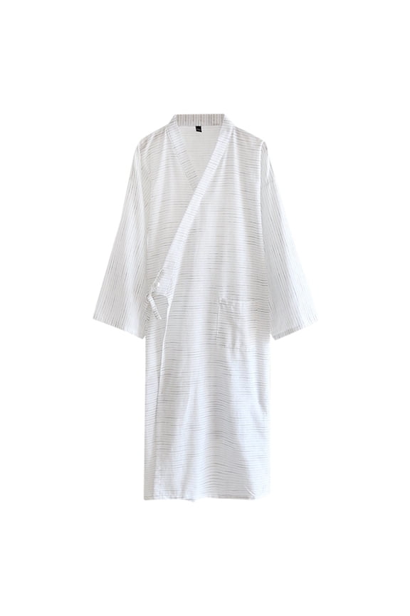 TBWNWG Japanese Kimono Robe for Men Jacquard Striped Lace Design Lightweight Loungewear for All Seasons Comfort,Size M