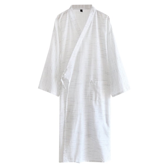 TBWNWG Japanese Kimono Robe for Men Jacquard Striped Lace Design Lightweight Loungewear for All Seasons Comfort,Size M
