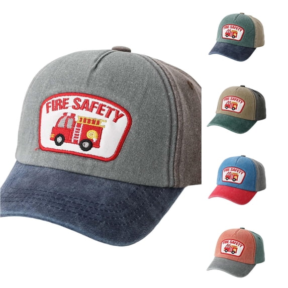 TBWNWG Kids Firetruck Embroidered Baseball Cap Adjustable Washed Trucker Hat Summer Sun Sports Outdoor Accessories for Boys Girls Age 2-8,Sizes 2-8 Years