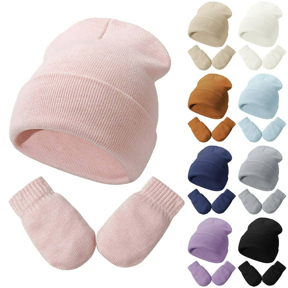 TBWNWG Kids Hats & Caps Toddler Girls Boys Winter Hats Boys Soft Baby Caps Kids Knit Winter Hats With Gloves,Size 3-24 Months