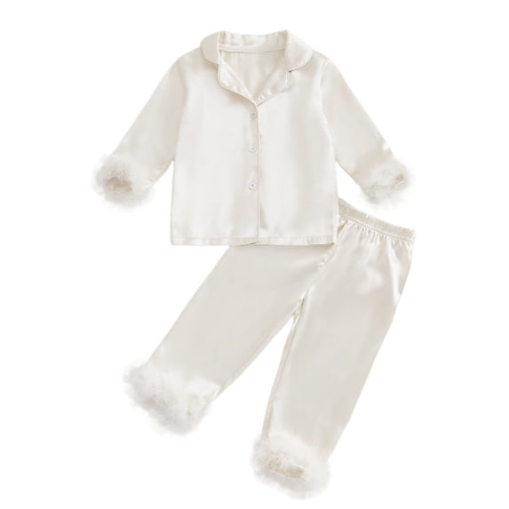 TBWNWG Kids Satin Pajamas Sets Girls Boys Button-Down Silk Pajamas Sleepwear,Size 14 Years
