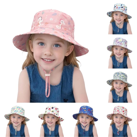 TBWNWG Kids Sun Hat Breathable Fisherman Cap Summer Beach Toddler Outdoor Casual Protective Wide Brim Adjustable Lightweight for Boys Girls,Size 0-8 Months