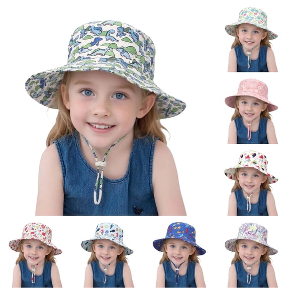 TBWNWG Kids Sun Hat Breathable Fisherman Cap Summer Beach Toddler Outdoor Casual Protective Wide Brim Adjustable Lightweight for Boys Girls,Sizes 0-8 Months
