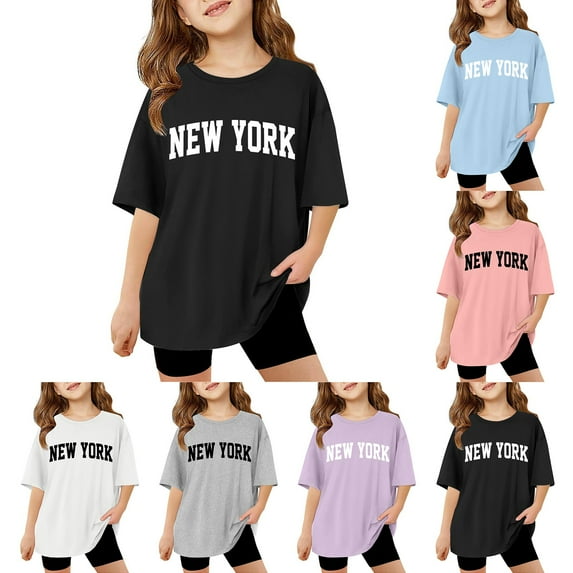 TBWNWG Kids Tshirts Girls Children Kids Girls Short Sleeve T Shirts Kids Summer Oversized Tops,Size 7-8 Years