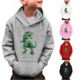 thumbnail image 1 of TBWNWG Little Boys Girls Dinosaur Long Sleeve Hooded Pullover Toddler Kids Winter Warm Sweatshirt Youth Casual Crew Neck Raglan Top Ages 3-14 Years, 1 of 5