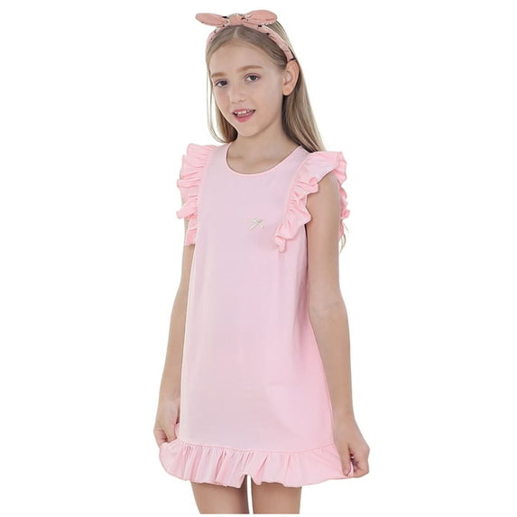 TBWNWG Little Girls Sleeveless Nightgown Robe Sleepwear Dress,Size 4-5 Years