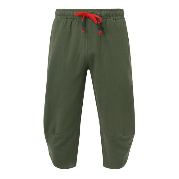 TBWNWG Men Casual Pants Loose Cotton And Linen Fashionable Outdoor Beach Cropped Pants,Size XL