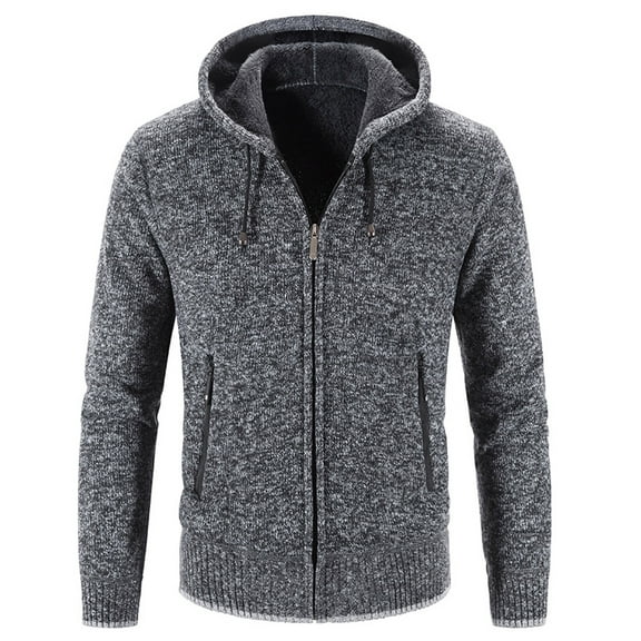 TBWNWG Men Hoodies,Men's Winter Long Sleeved Plus Velvet Hooded Sweater Cardigan Jacket,Sizes L