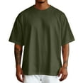 thumbnail image 1 of TBWNWG Men T Shirts Male Summer Pure Oversized Shirt Solid Color Large Size Short Sleeve Round Shoulder Sleeve Top,Size XL, 1 of 5